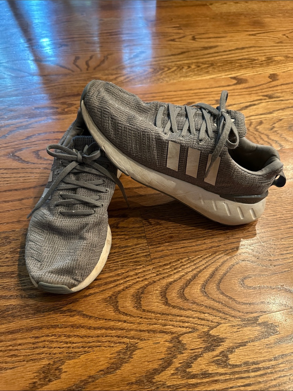 Adidas Gray Knit Sneakers - Trefoil Logo